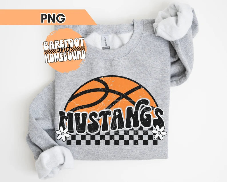 Basketball mustangs checkered sweatshirt