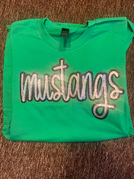 Mustangs sequin patch t shirt